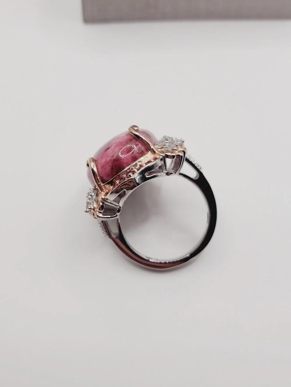 Norwegian Thulite Rose Gold - Platinum - 925 Sterling Silver Statement Ring